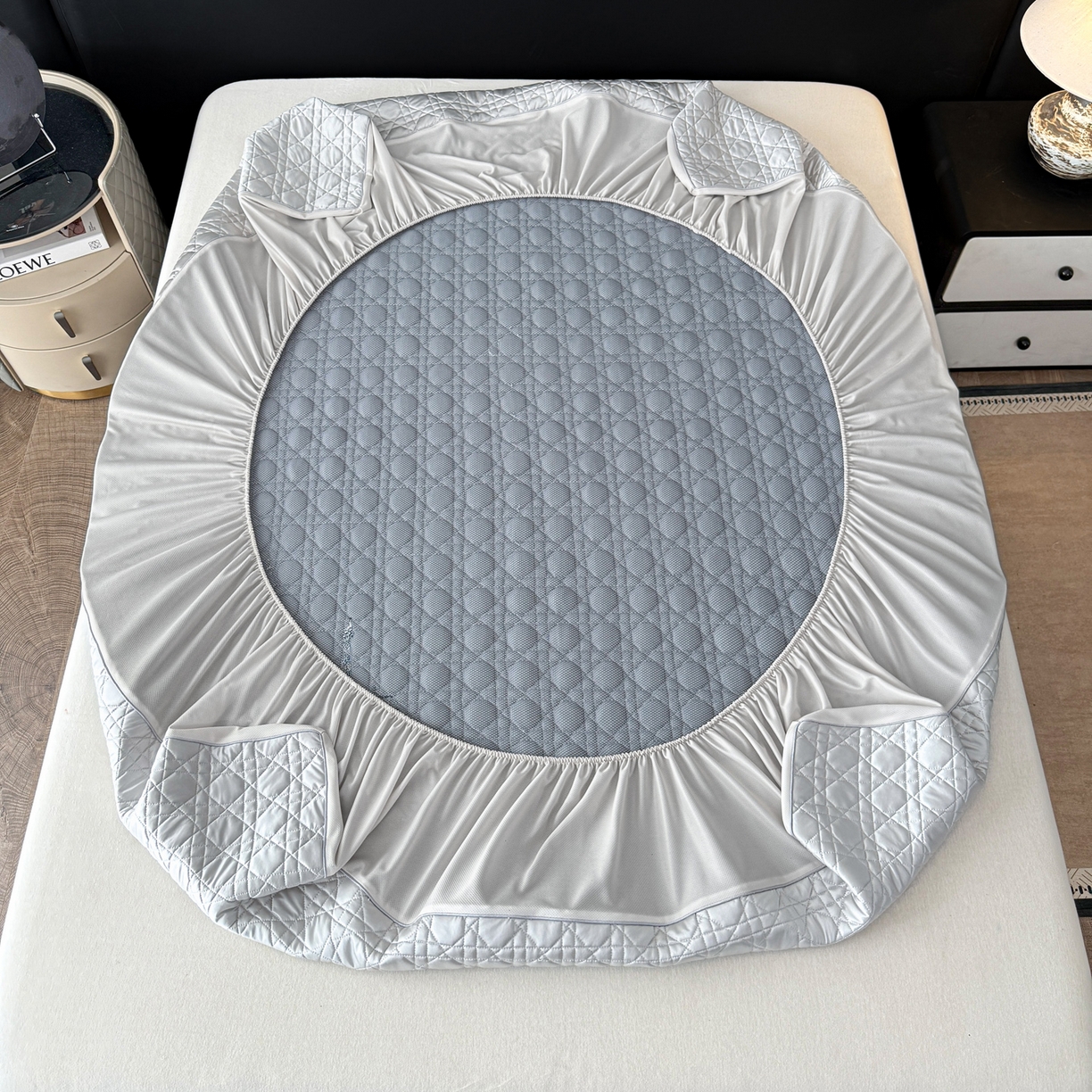 91家纺网 家纺一手货源 找家纺 大元 2026新款冰丝绸水光席凉席席子-戴妃 戴妃-月光灰