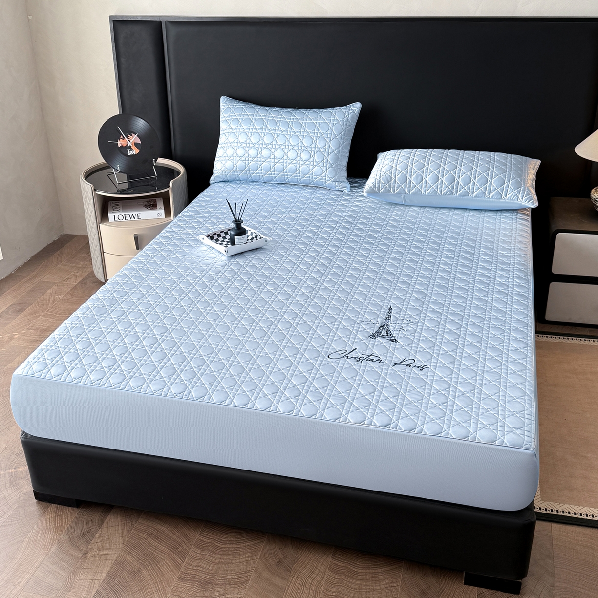 91家纺网 家纺一手货源 找家纺 大元 2026新款冰丝绸水光席凉席席子-戴妃 戴妃-宁静蓝