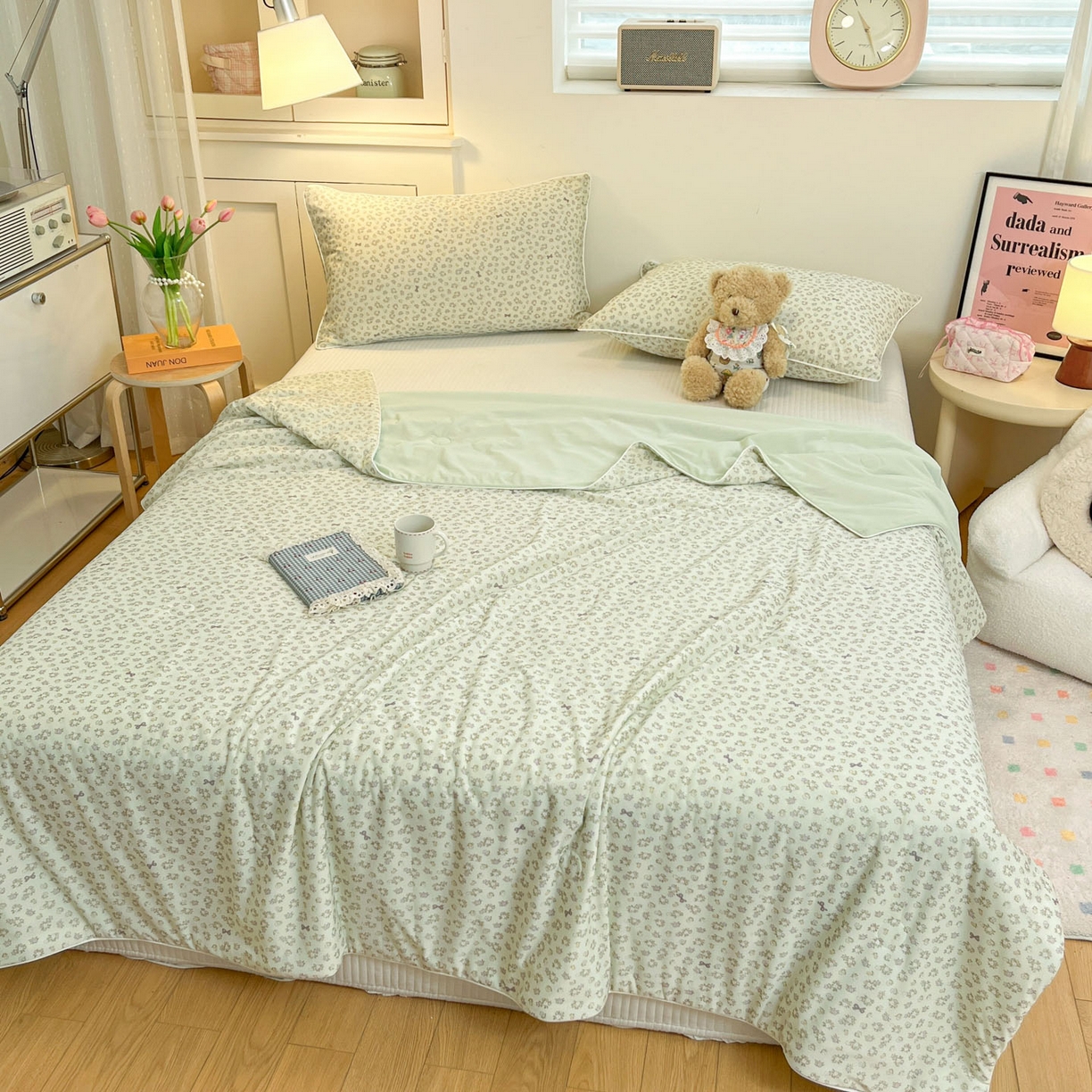 91家纺网 家纺一手货源 找家纺 羚羊语家纺 2026新款凉感丝印花夏凉被小冰皮空调被冰淇淋西瓜被针织棉夏被冰丝云母凉感被 青雾繁花