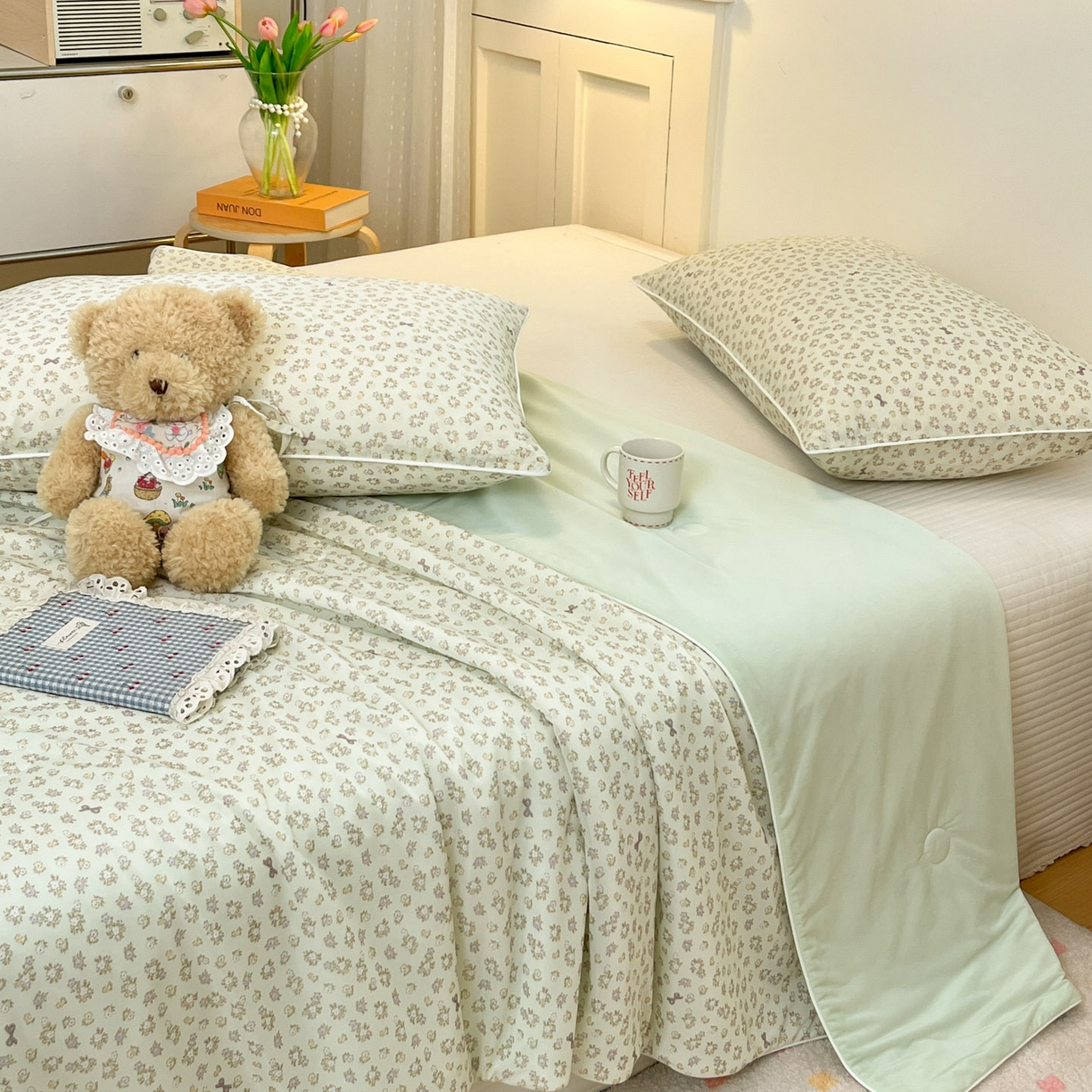 91家纺网 家纺一手货源 找家纺 羚羊语家纺 2026新款凉感丝印花夏凉被小冰皮空调被冰淇淋西瓜被针织棉夏被冰丝云母凉感被 青雾繁花