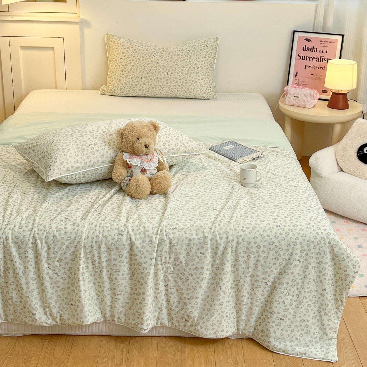 91家纺网 家纺一手货源 找家纺 羚羊语家纺 2026新款凉感丝印花夏凉被小冰皮空调被冰淇淋西瓜被针织棉夏被冰丝云母凉感被 青雾繁花