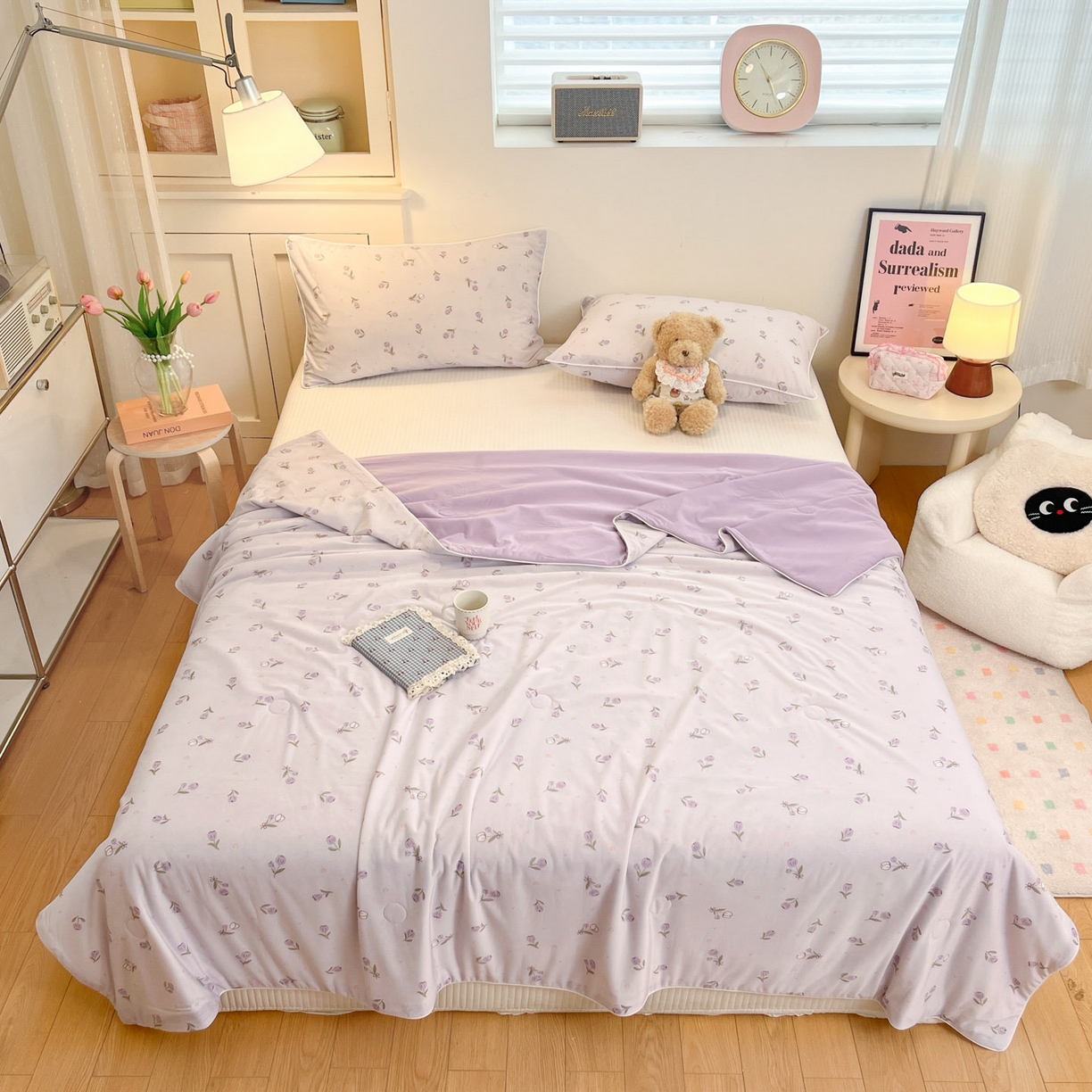 91家纺网 家纺一手货源 找家纺 羚羊语家纺 2026新款凉感丝印花夏凉被小冰皮空调被冰淇淋西瓜被针织棉夏被冰丝云母凉感被 郁金香紫