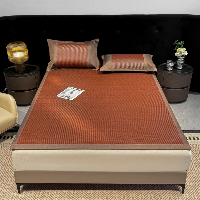 91家纺网 家纺一手货源 找家纺 鑫琪莱家纺 2026新款PE草本凉感藤席子凉席 经典咖-床席款