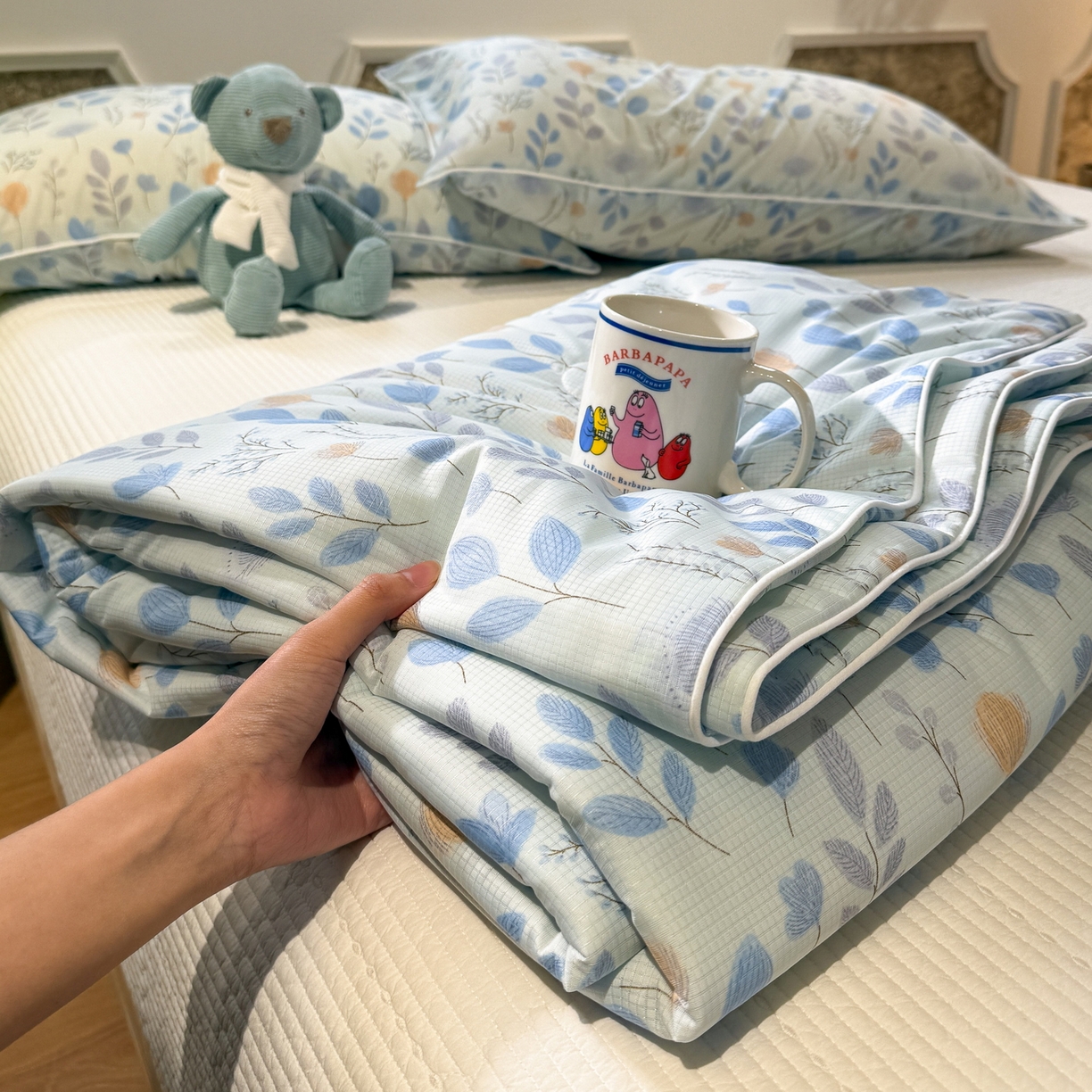 羚羊语家纺 2026新款凉感丝提花夏凉被（含氨）印花冰淇淋空调被针织棉被夏被冰丝云母凉感西瓜被子被芯 浅夏