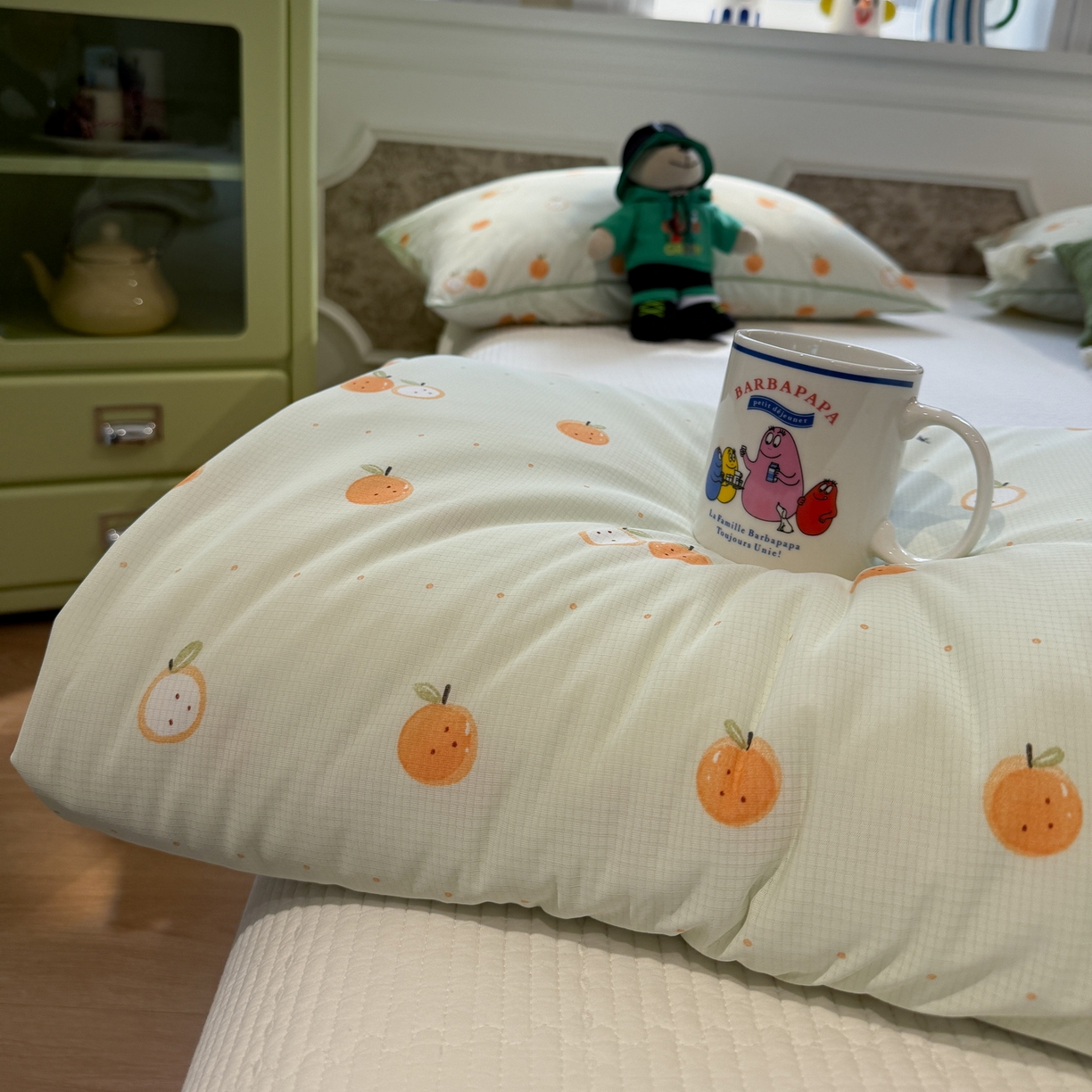 91家纺网 家纺一手货源 找家纺 羚羊语家纺 2026新款凉感丝提花夏凉被（含氨）印花冰淇淋空调被针织棉被夏被冰丝云母凉感西瓜被子被芯 甜橘梦语