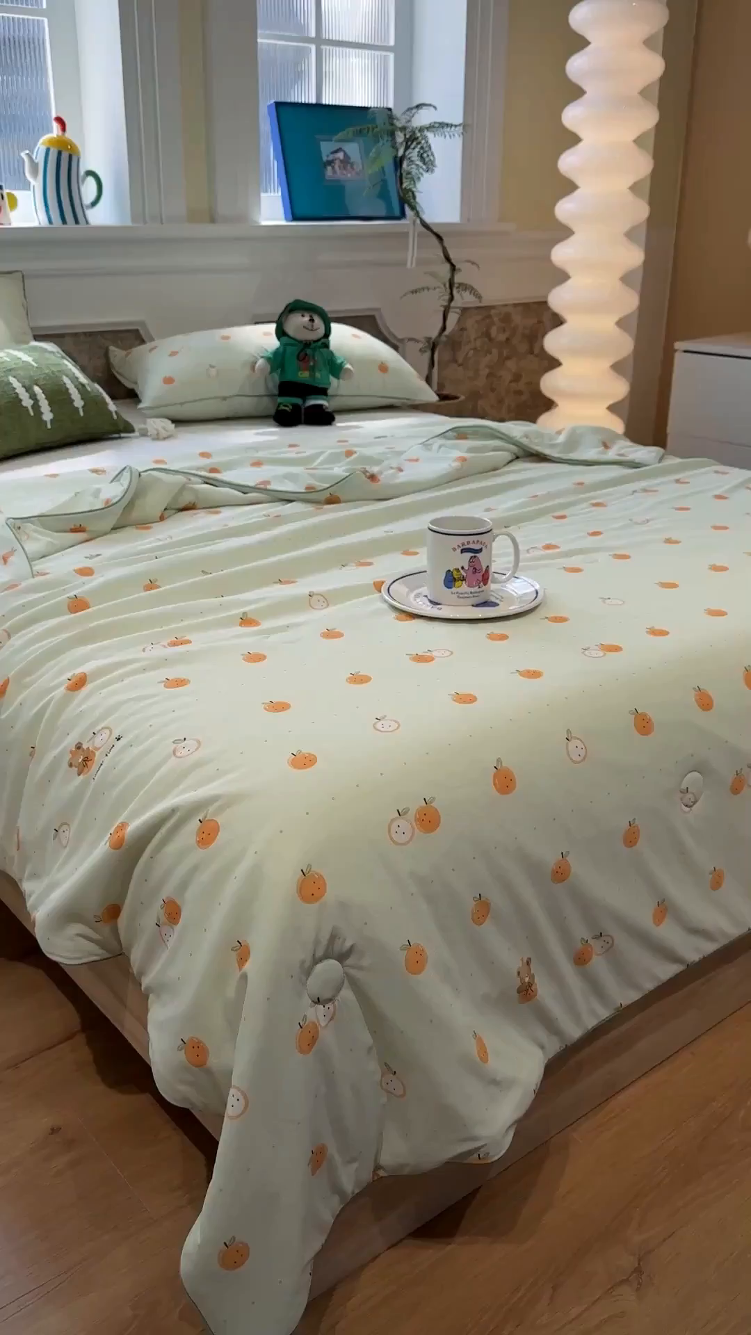 91家纺网 家纺一手货源 找家纺 羚羊语家纺 2026新款凉感丝提花夏凉被（含氨）印花冰淇淋空调被针织棉被夏被冰丝云母凉感西瓜被子被芯 甜橘梦语