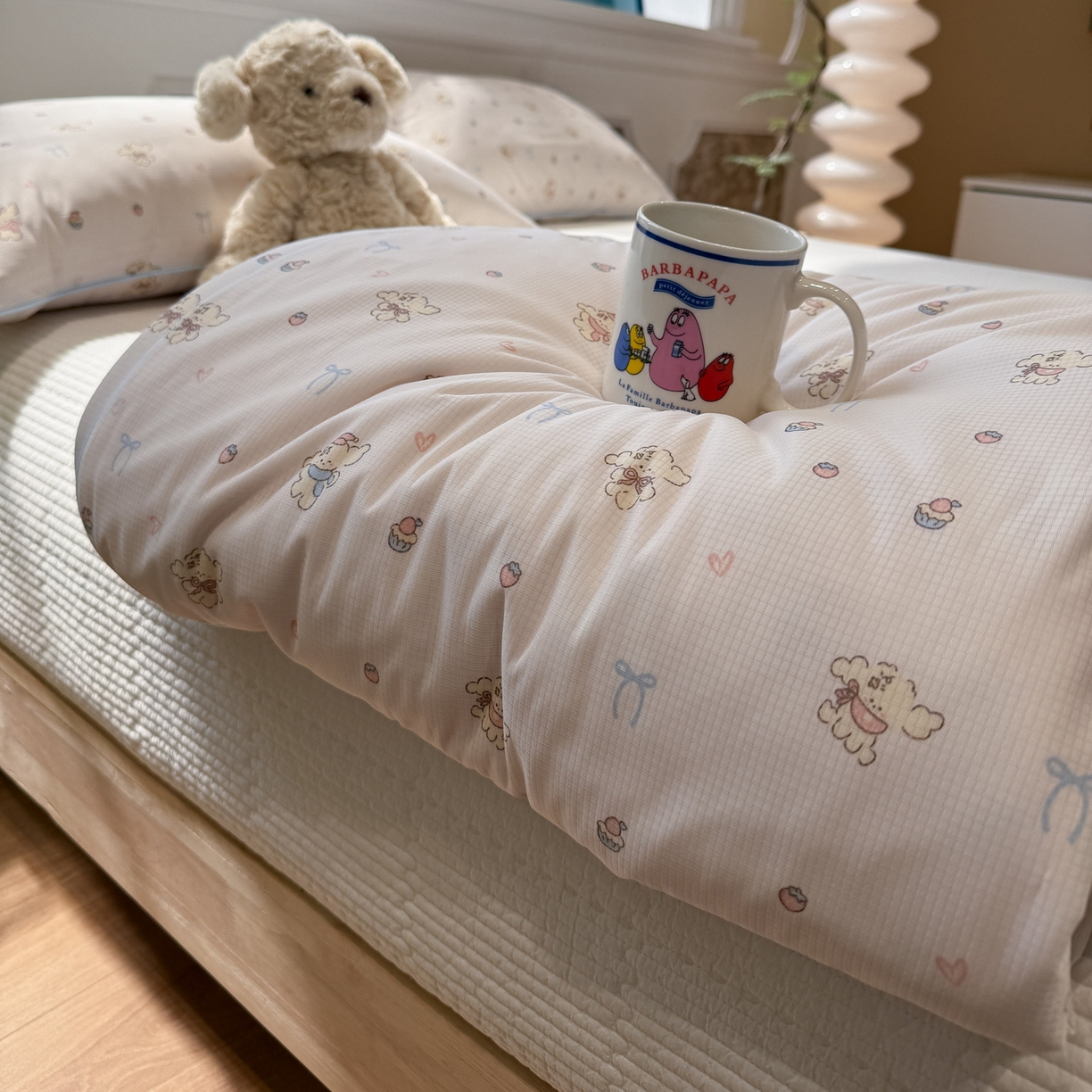 91家纺网 家纺一手货源 找家纺 羚羊语家纺 2026新款凉感丝提花夏凉被（含氨）印花冰淇淋空调被针织棉被夏被冰丝云母凉感西瓜被子被芯 汪星人