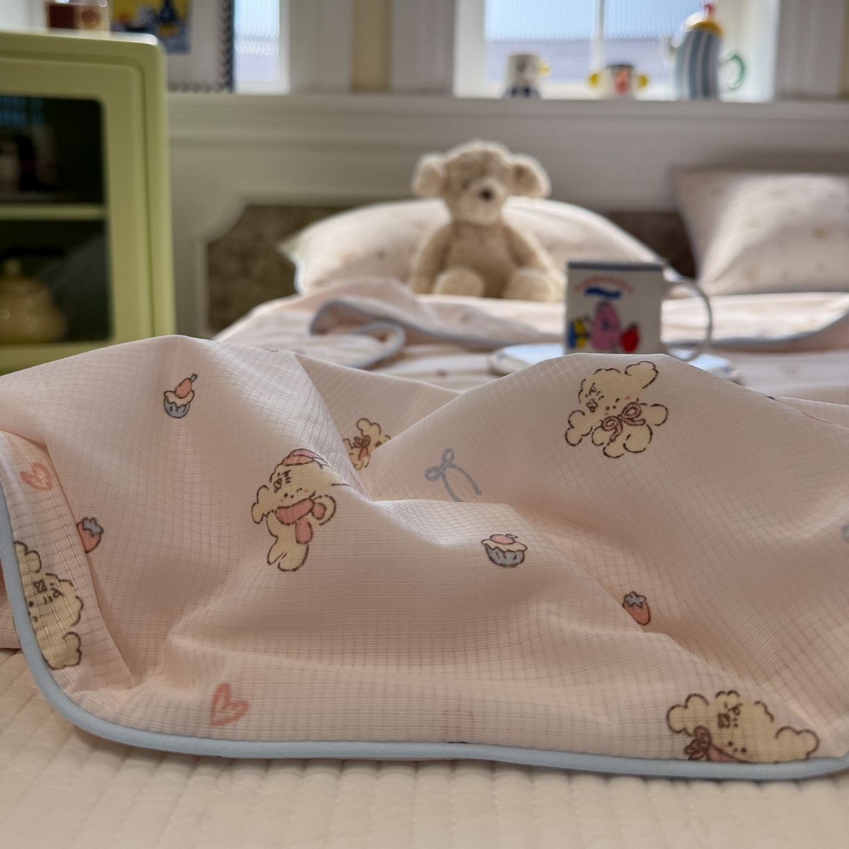 91家纺网 家纺一手货源 找家纺 羚羊语家纺 2026新款凉感丝提花夏凉被（含氨）印花冰淇淋空调被针织棉被夏被冰丝云母凉感西瓜被子被芯 汪星人