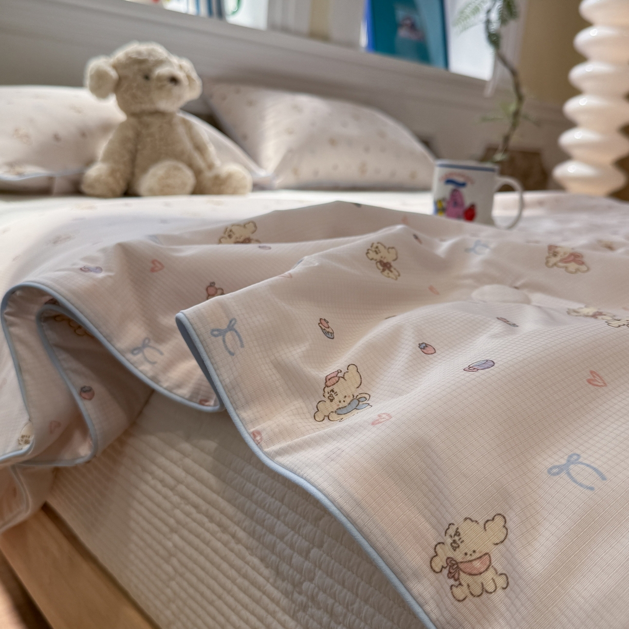 91家纺网 家纺一手货源 找家纺 羚羊语家纺 2026新款凉感丝提花夏凉被（含氨）印花冰淇淋空调被针织棉被夏被冰丝云母凉感西瓜被子被芯 汪星人