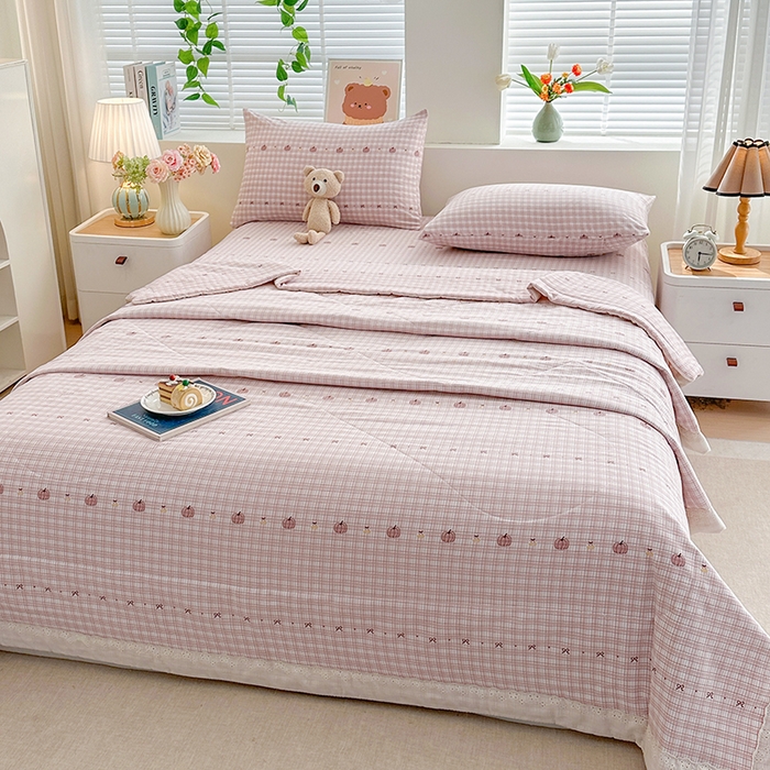 91家纺网 家纺一手货源 找家纺 欧夏家纺 2026新款蕾丝花边款夏被包边夏凉被空调被夏季薄被子直播供货跨境外贸 南瓜派