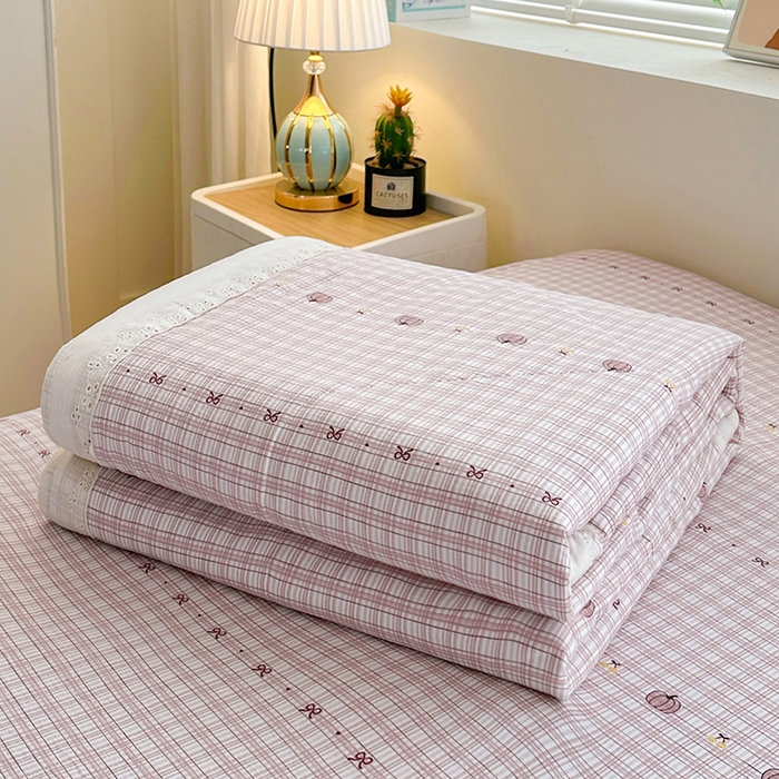 欧夏家纺 2026新款蕾丝花边款夏被包边夏凉被空调被夏季薄被子直播供货跨境外贸 南瓜派