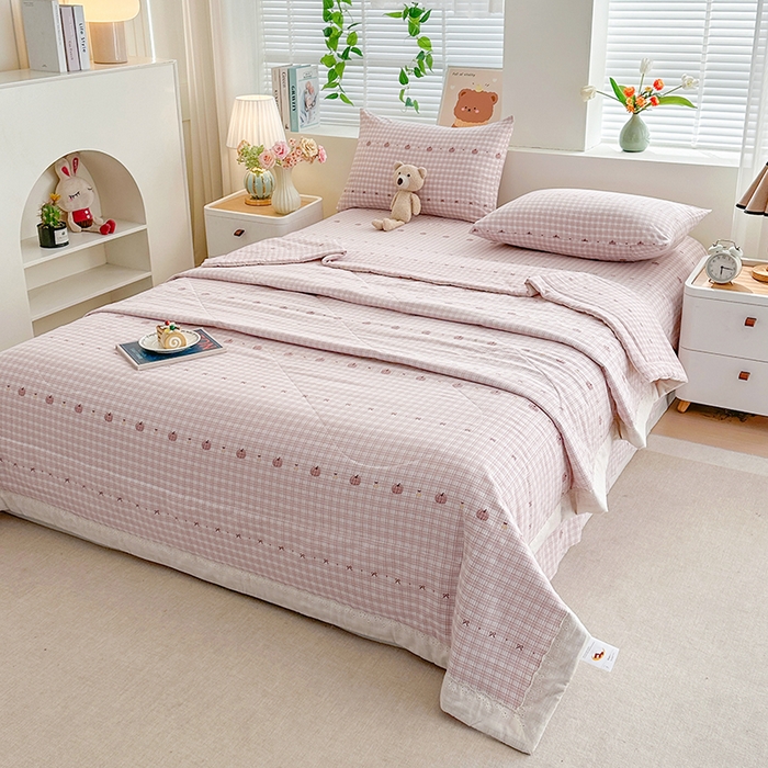 91家纺网 家纺一手货源 找家纺 欧夏家纺 2026新款蕾丝花边款夏被包边夏凉被空调被夏季薄被子直播供货跨境外贸 南瓜派