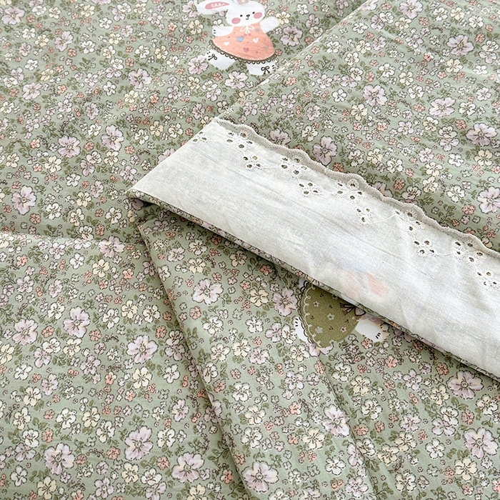 91家纺网 家纺一手货源 找家纺 欧夏家纺 2026新款蕾丝花边款夏被包边夏凉被空调被夏季薄被子直播供货跨境外贸 花园兔