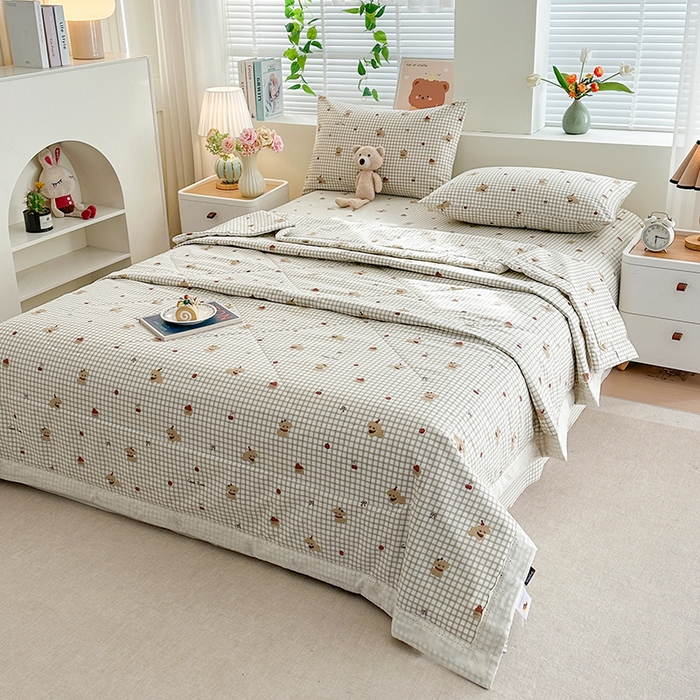 91家纺网 家纺一手货源 找家纺 欧夏家纺 2026新款蕾丝花边款夏被包边夏凉被空调被夏季薄被子直播供货跨境外贸 波波熊