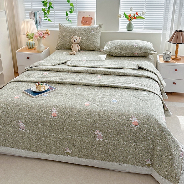 91家纺网 家纺一手货源 找家纺 欧夏家纺 2026新款蕾丝花边款夏被包边夏凉被空调被夏季薄被子直播供货跨境外贸 花园兔