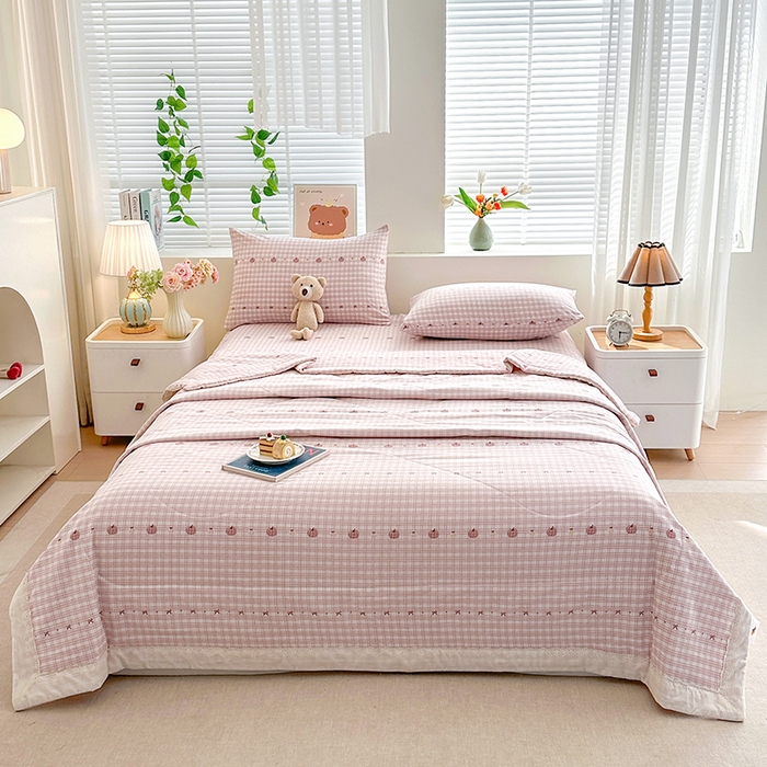 91家纺网 家纺一手货源 找家纺 欧夏家纺 2026新款蕾丝花边款夏被包边夏凉被空调被夏季薄被子直播供货跨境外贸 南瓜派