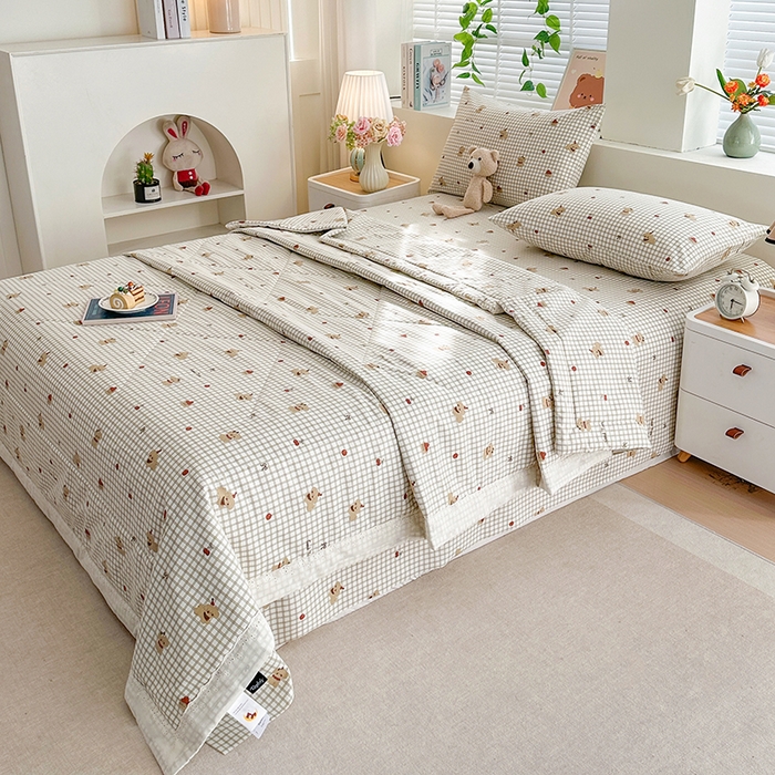 91家纺网 家纺一手货源 找家纺 欧夏家纺 2026新款蕾丝花边款夏被包边夏凉被空调被夏季薄被子直播供货跨境外贸 波波熊