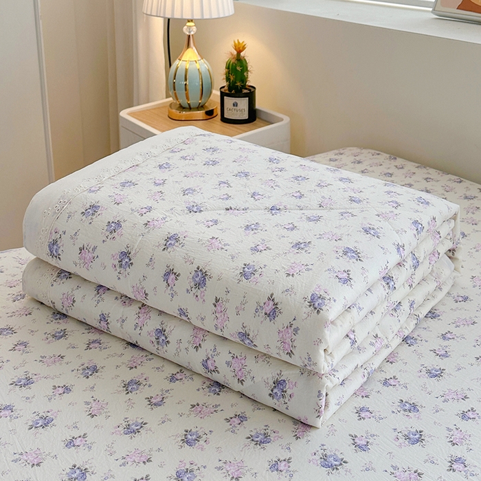 欧夏家纺 2026新款蕾丝花边款夏被包边夏凉被空调被夏季薄被子直播供货跨境外贸 紫嫣