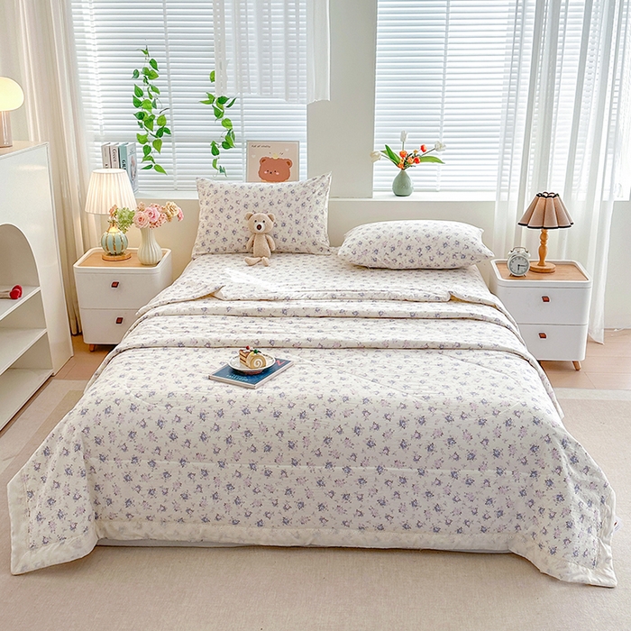 91家纺网 家纺一手货源 找家纺 欧夏家纺 2026新款蕾丝花边款夏被包边夏凉被空调被夏季薄被子直播供货跨境外贸 紫嫣