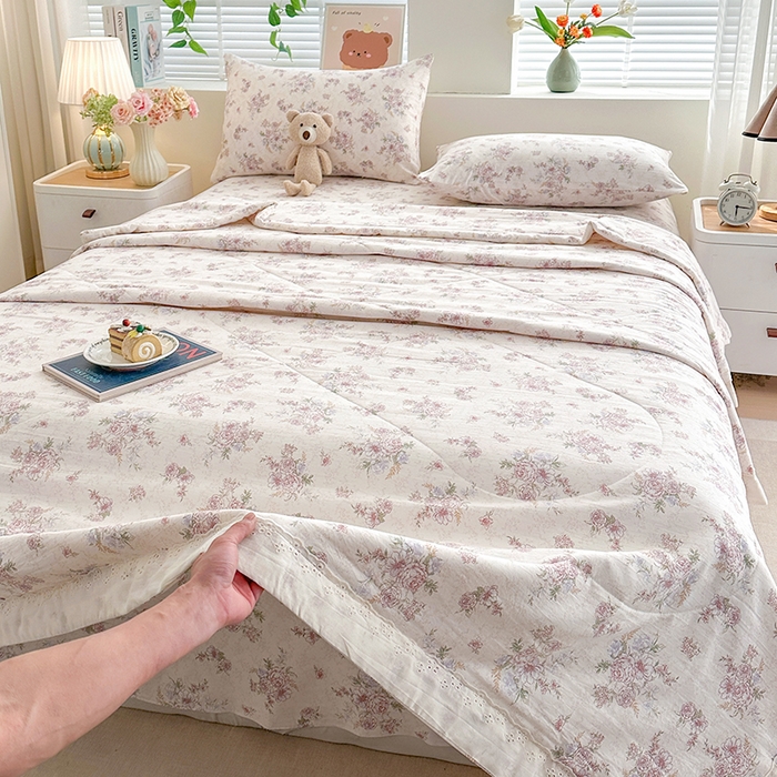 91家纺网 家纺一手货源 找家纺 欧夏家纺 2026新款蕾丝花边款夏被包边夏凉被空调被夏季薄被子直播供货跨境外贸 夏意