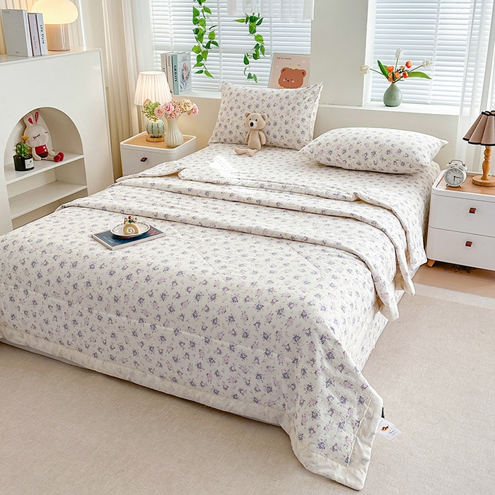 91家纺网 家纺一手货源 找家纺 欧夏家纺 2026新款蕾丝花边款夏被包边夏凉被空调被夏季薄被子直播供货跨境外贸 紫嫣