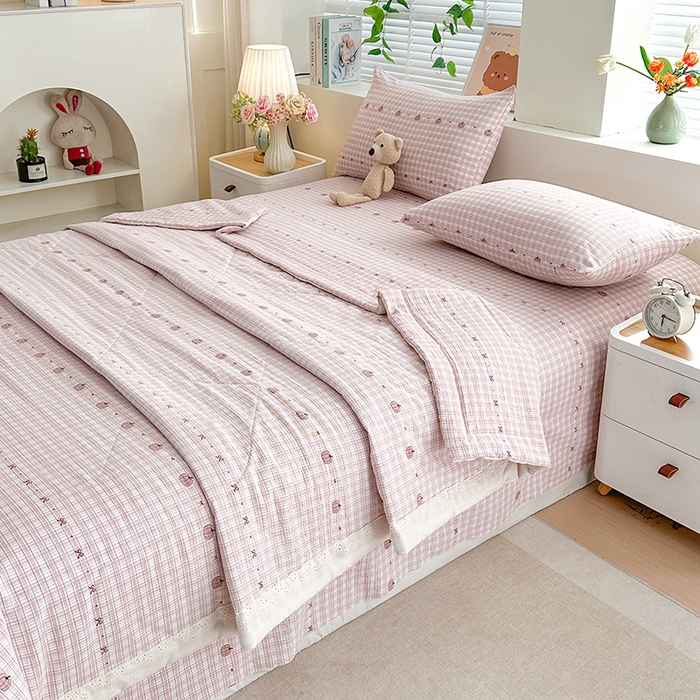 91家纺网 家纺一手货源 找家纺 欧夏家纺 2026新款蕾丝花边款夏被包边夏凉被空调被夏季薄被子直播供货跨境外贸 南瓜派