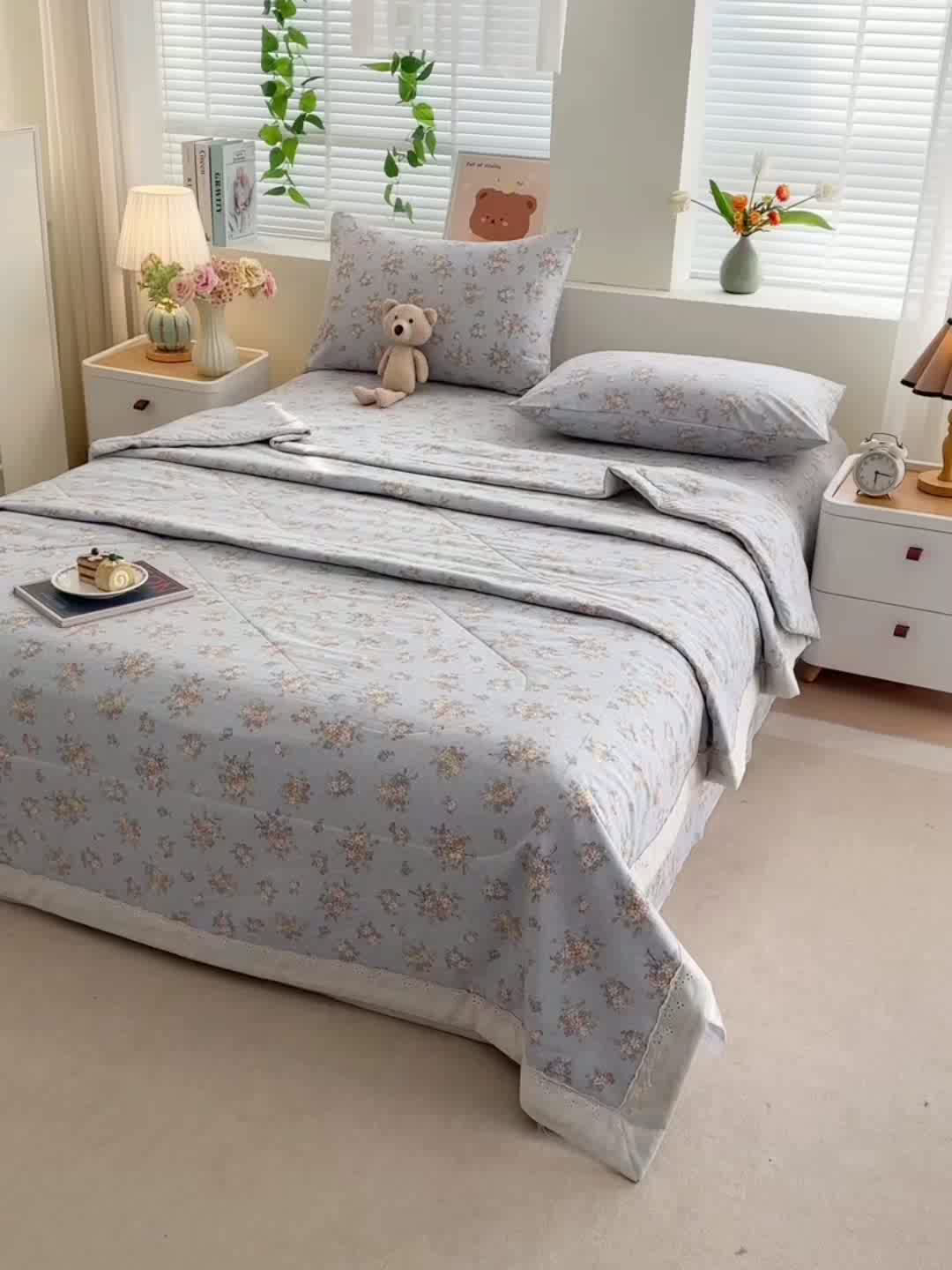 91家纺网 家纺一手货源 找家纺 欧夏家纺 2026新款蕾丝花边款夏被包边夏凉被空调被夏季薄被子直播供货跨境外贸 蔷薇