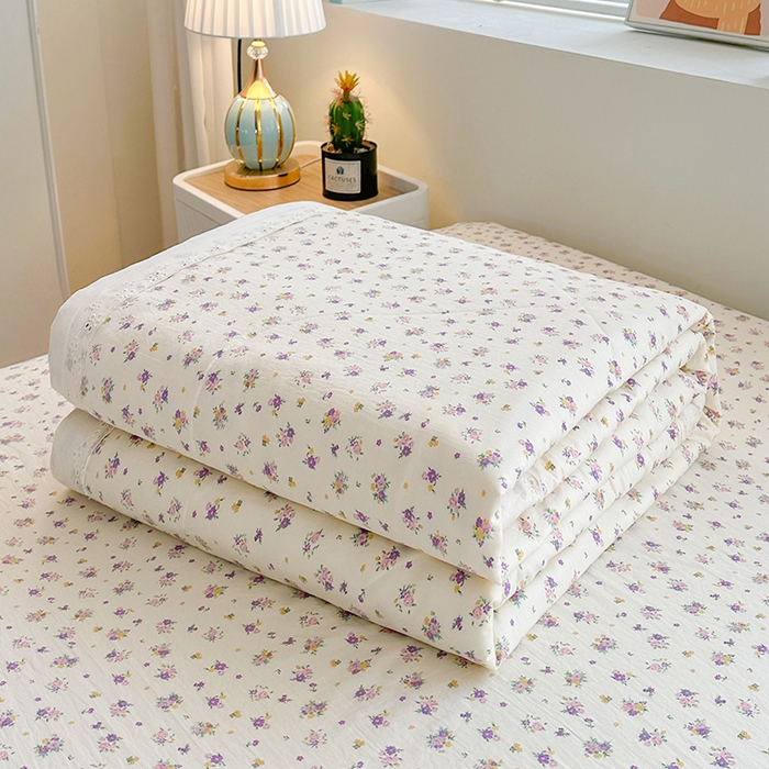 欧夏家纺 2026新款蕾丝花边款夏被包边夏凉被空调被夏季薄被子直播供货跨境外贸 花涧里