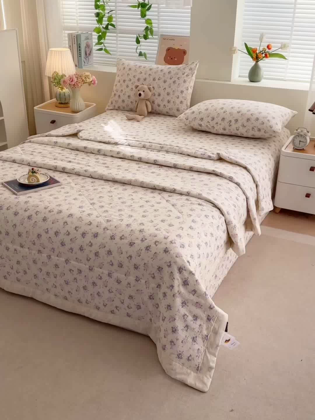 91家纺网 家纺一手货源 找家纺 欧夏家纺 2026新款蕾丝花边款夏被包边夏凉被空调被夏季薄被子直播供货跨境外贸 紫嫣