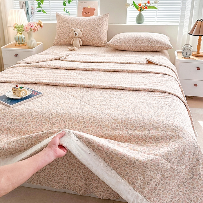 91家纺网 家纺一手货源 找家纺 欧夏家纺 2026新款蕾丝花边款夏被包边夏凉被空调被夏季薄被子直播供货跨境外贸 清雅