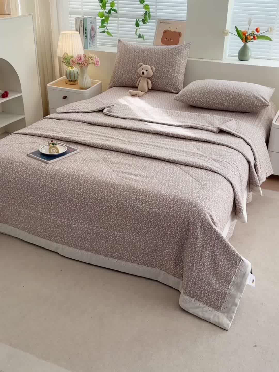 91家纺网 家纺一手货源 找家纺 欧夏家纺 2026新款蕾丝花边款夏被包边夏凉被空调被夏季薄被子直播供货跨境外贸 墨染