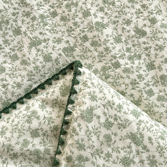 91家纺网 家纺一手货源 找家纺 阳光被业 2026新款100%棉花双层纱夏被新疆棉花空调被可机洗夏凉被绣边踩棉工艺 花海--绿