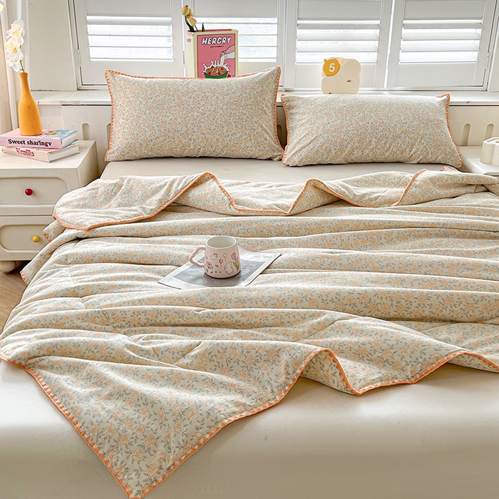 91家纺网 家纺一手货源 找家纺 阳光被业 2026新款100%棉花双层纱夏被新疆棉花空调被可机洗夏凉被绣边踩棉工艺 花开富贵