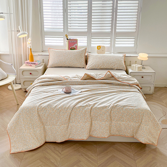 91家纺网 家纺一手货源 找家纺 阳光被业 2026新款100%棉花双层纱夏被新疆棉花空调被可机洗夏凉被绣边踩棉工艺 花开富贵