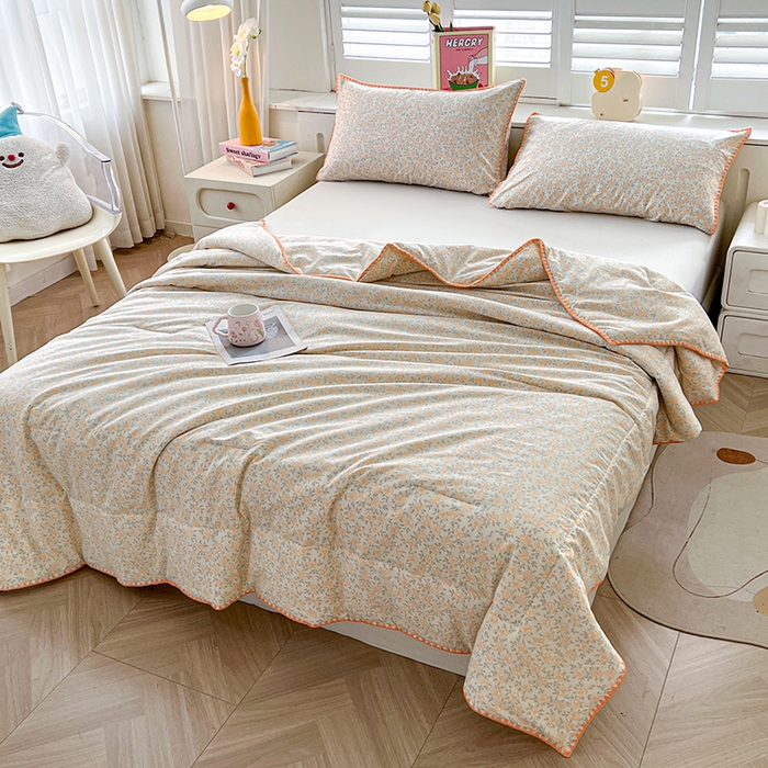 91家纺网 家纺一手货源 找家纺 阳光被业 2026新款100%棉花双层纱夏被新疆棉花空调被可机洗夏凉被绣边踩棉工艺 花开富贵