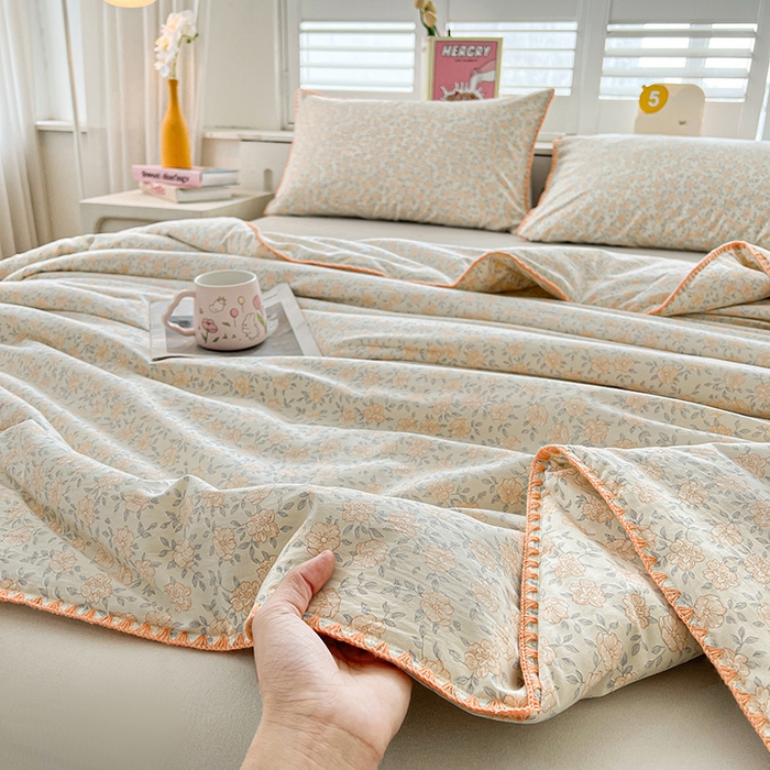 91家纺网 家纺一手货源 找家纺 锦尚坊被芯馆 2026新款100%棉花双层纱夏被新疆棉花空调被可机洗夏凉被绣边踩棉工艺 花开富贵