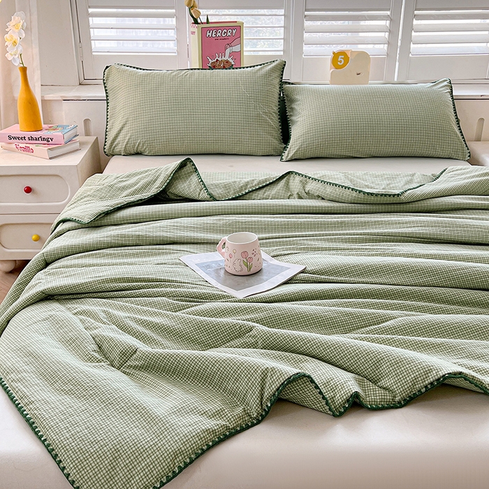 91家纺网 家纺一手货源 找家纺 锦尚坊被芯馆 2026新款100%棉花双层纱夏被新疆棉花空调被可机洗夏凉被绣边踩棉工艺 格格--绿