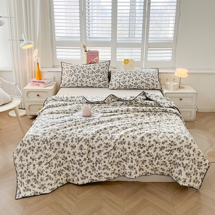 91家纺网 家纺一手货源 找家纺 锦尚坊被芯馆 2026新款100%棉花双层纱夏被新疆棉花空调被可机洗夏凉被绣边踩棉工艺 繁花似锦