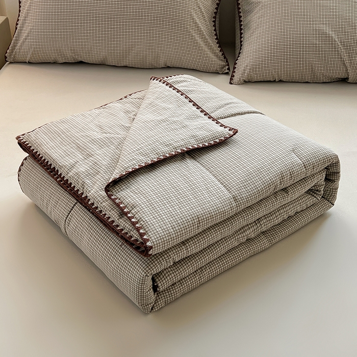 91家纺网 家纺一手货源 找家纺 锦尚坊被芯馆 2026新款100%棉花双层纱夏被新疆棉花空调被可机洗夏凉被绣边踩棉工艺 格格--灰