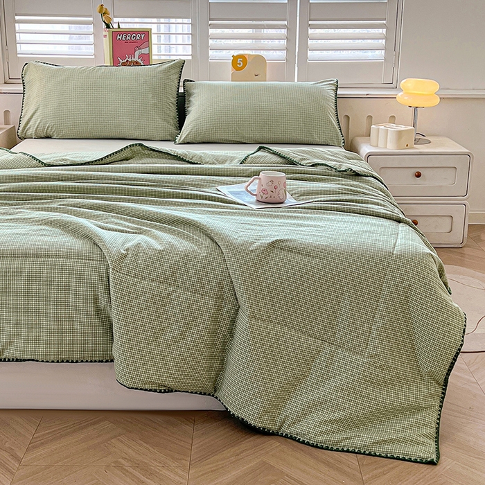 91家纺网 家纺一手货源 找家纺 锦尚坊被芯馆 2026新款100%棉花双层纱夏被新疆棉花空调被可机洗夏凉被绣边踩棉工艺 格格--绿