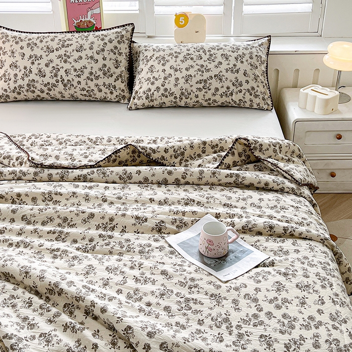 91家纺网 家纺一手货源 找家纺 锦尚坊被芯馆 2026新款100%棉花双层纱夏被新疆棉花空调被可机洗夏凉被绣边踩棉工艺 绽放