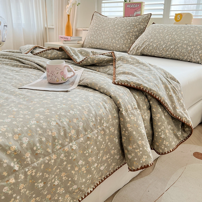 91家纺网 家纺一手货源 找家纺 锦尚坊被芯馆 2026新款100%棉花双层纱夏被新疆棉花空调被可机洗夏凉被绣边踩棉工艺 寻觅花香