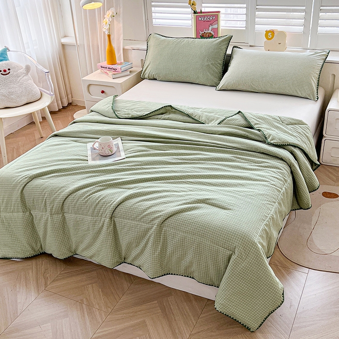 91家纺网 家纺一手货源 找家纺 锦尚坊被芯馆 2026新款100%棉花双层纱夏被新疆棉花空调被可机洗夏凉被绣边踩棉工艺 格格--绿