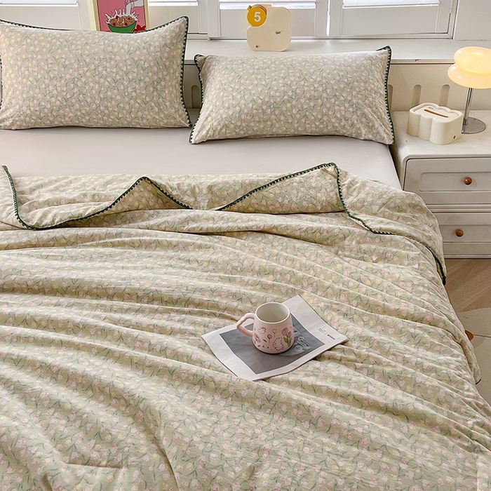 91家纺网 家纺一手货源 找家纺 锦尚坊被芯馆 2026新款100%棉花双层纱夏被新疆棉花空调被可机洗夏凉被绣边踩棉工艺 花絮--绿