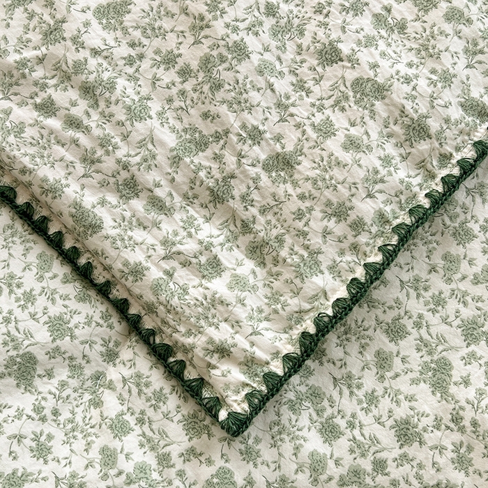 91家纺网 家纺一手货源 找家纺 锦尚坊被芯馆 2026新款100%棉花双层纱夏被新疆棉花空调被可机洗夏凉被绣边踩棉工艺 花海--绿