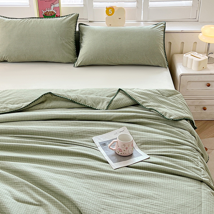 91家纺网 家纺一手货源 找家纺 锦尚坊被芯馆 2026新款100%棉花双层纱夏被新疆棉花空调被可机洗夏凉被绣边踩棉工艺 格格--绿