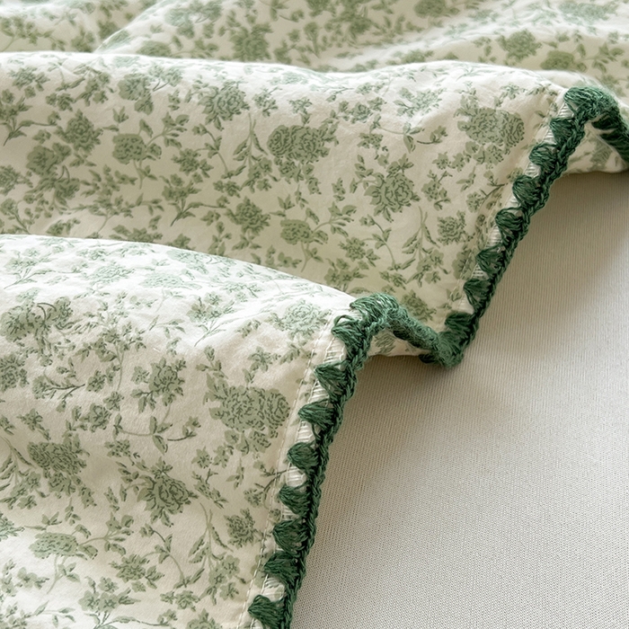 91家纺网 家纺一手货源 找家纺 锦尚坊被芯馆 2026新款100%棉花双层纱夏被新疆棉花空调被可机洗夏凉被绣边踩棉工艺 花海--绿