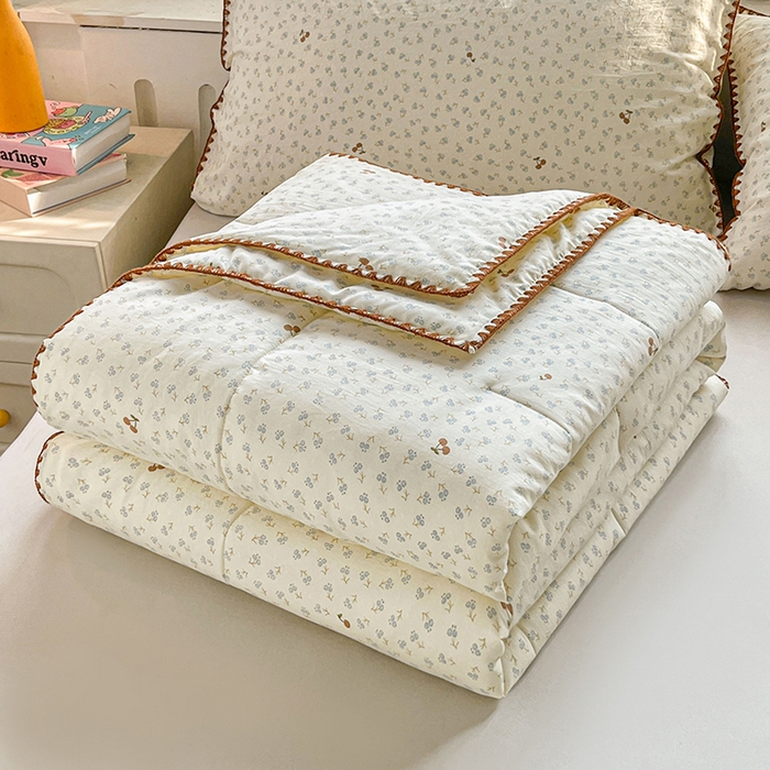 91家纺网 家纺一手货源 找家纺 锦尚坊被芯馆 2026新款100%棉花双层纱夏被新疆棉花空调被可机洗夏凉被绣边踩棉工艺 富贵樱桃