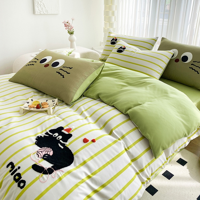 91家纺网 家纺一手货源 找家纺 （总）眷恋家纺 2026新款多巴胺水洗棉毛巾绣四件套