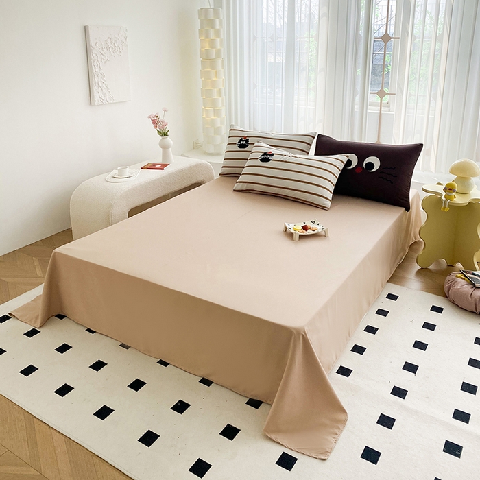 91家纺网 家纺一手货源 找家纺 眷恋家纺 2026新款多巴胺水洗棉毛巾绣四件套 猫咪-焦糖咖